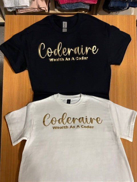 Gold Puffer Coderaire™ Wealth As A Coder T-Shirts (Old Vendor Liquidation Sale)